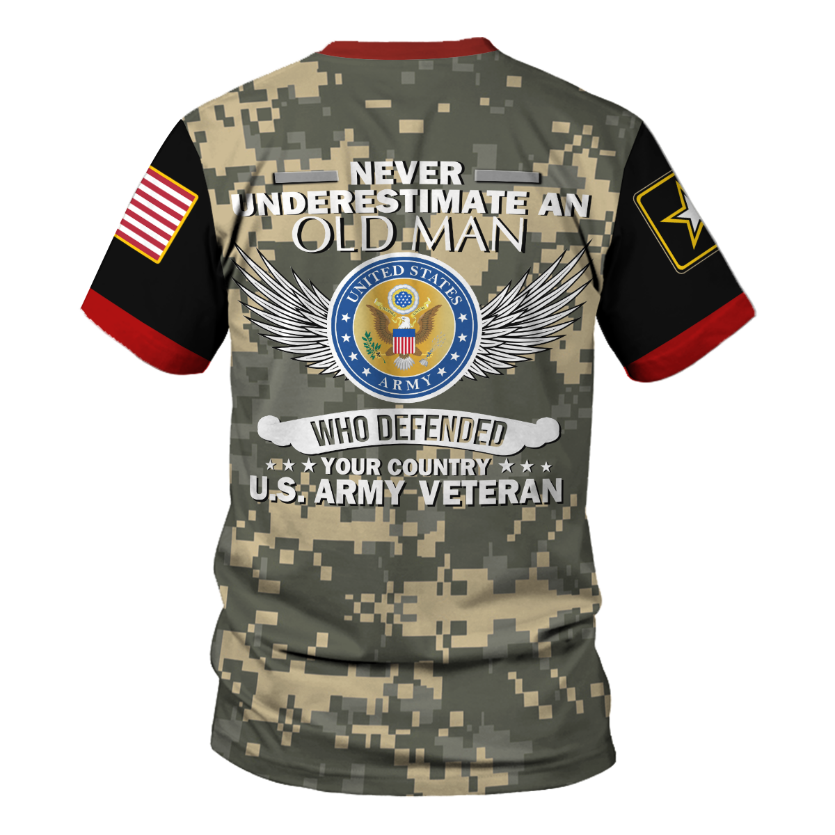 Customspig T-shirt US Army Never Underestimate An Old Man Veteran 3D Apparel