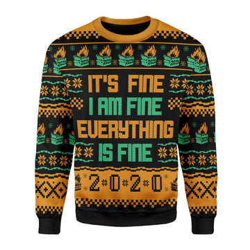 Customspig Christmas Sweater It's Fine I Am Fine Everything Is Fine 2020 Dumpster Fire 3D Apparel