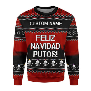 Customspig Christmas Sweater Feliz NaviDad Custom Name 3D Apparel