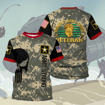 Customspig T-shirt US Army Military Flags Womens Army Corps Veteran 3D Apparel