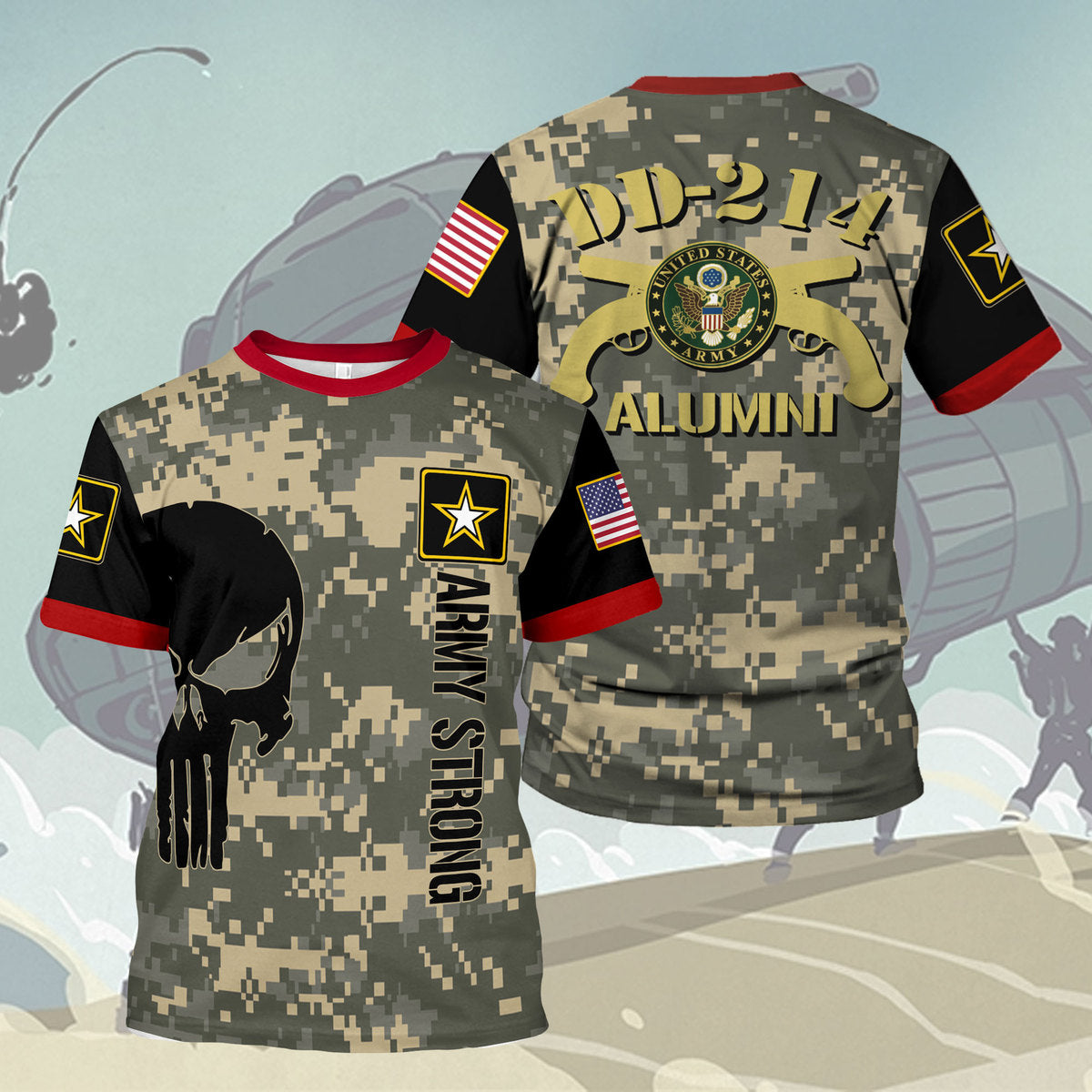 Customspig T-shirt US Army Sniper School U.S Army Veteran DD-214 Alumni 3D Apparel