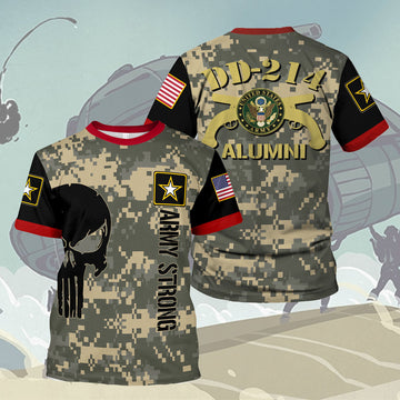 Customspig T-shirt US Army Sniper School U.S Army Veteran DD-214 Alumni 3D Apparel