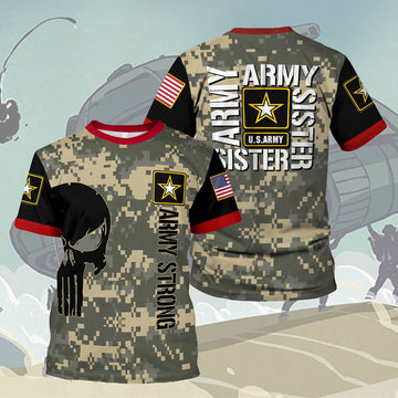 Customspig T-shirt US Army Stickers Army Sister Vintage Style Army 3D Apparel