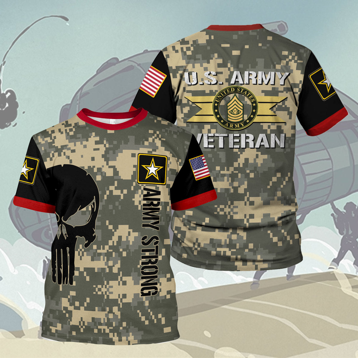 Customspig T-shirt US Army What Are The Ranks In The Army Proudly Served Us Army Veteran E7 Sergeant First Class 3D Apparel