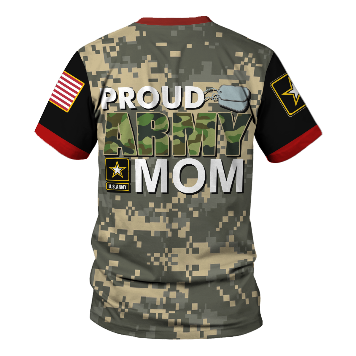 Customspig T-shirt US Army Army Ranks Proud US Army Mom 3D Apparel