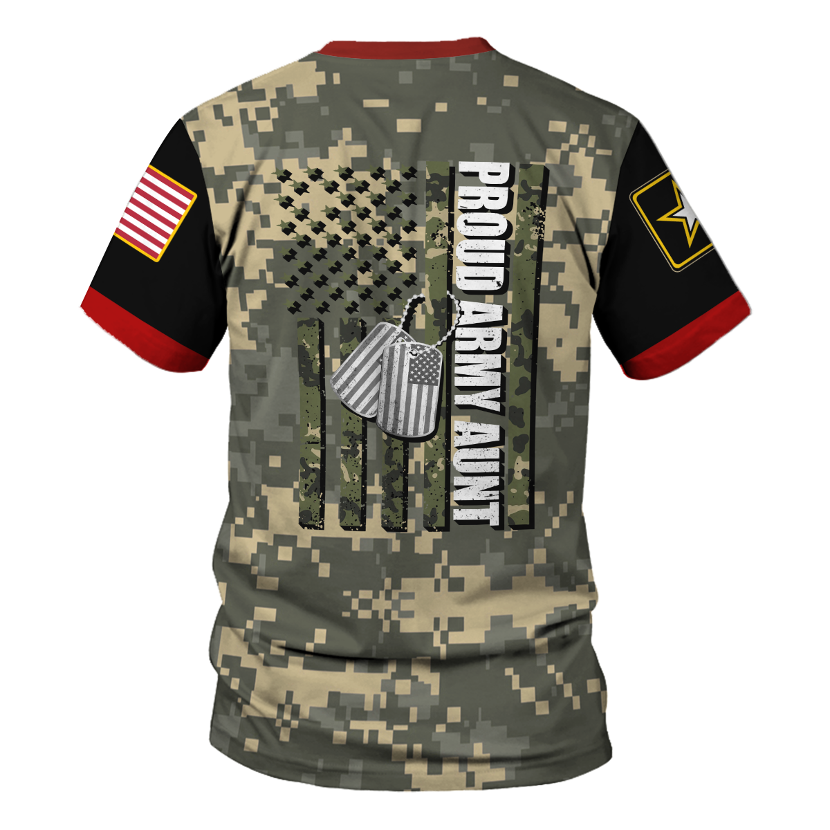 Customspig T-shirt US Army Proud Army Aunt American Flag 3D Apparel