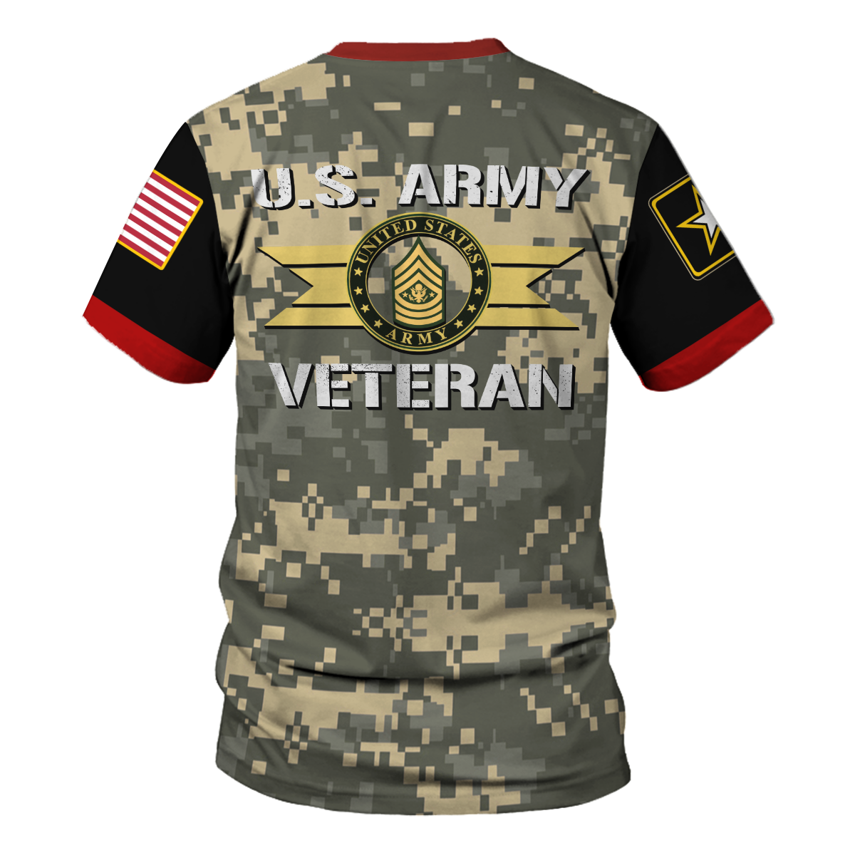 Customspig T-shirt US Army Rings Proudly Served Us Army Veteran E6 Staff Sergeant 3D Apparel