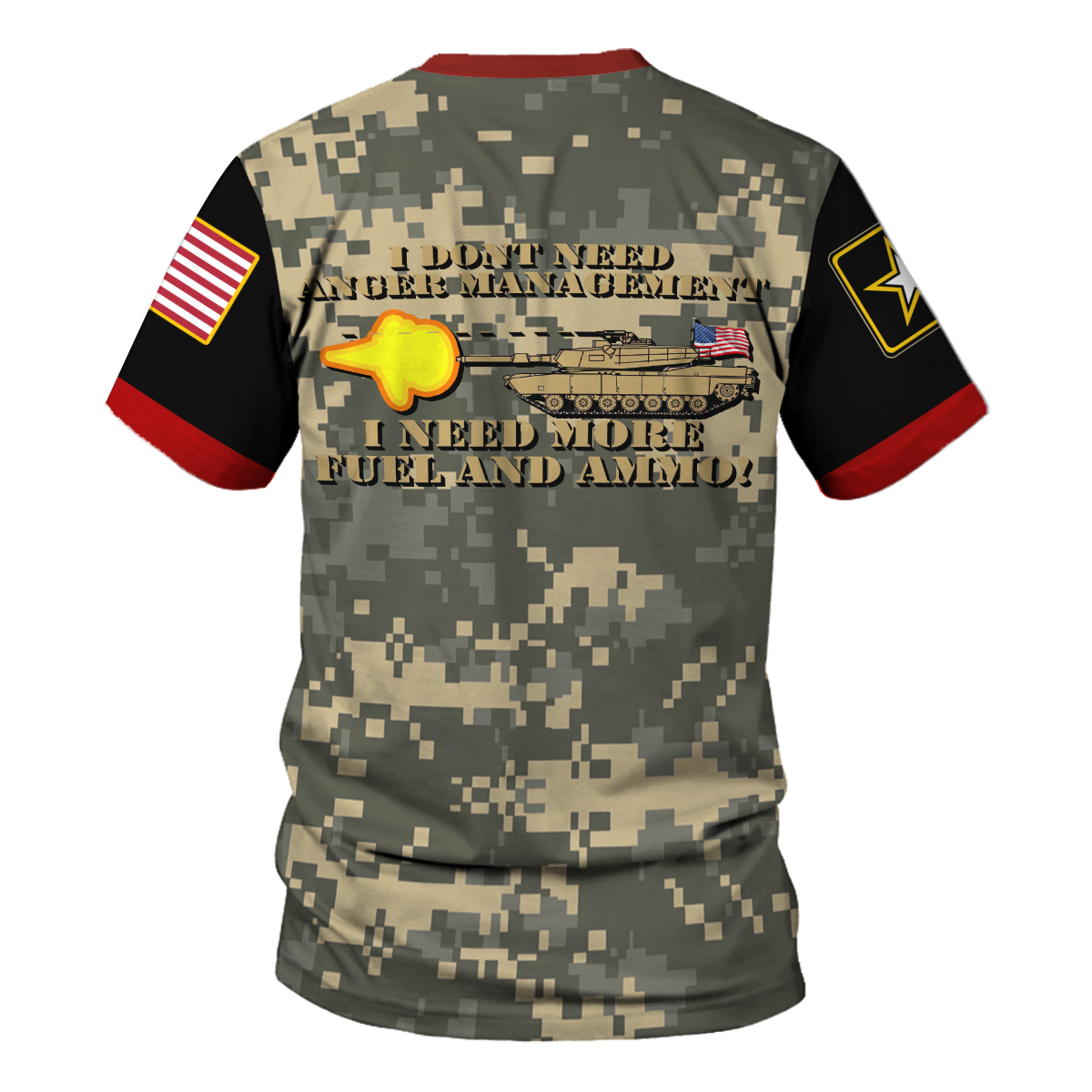 Customspig T-shirt US Army Vehicles M1 Abrams Tank Gift Patriotic American Flag 3D Apparel