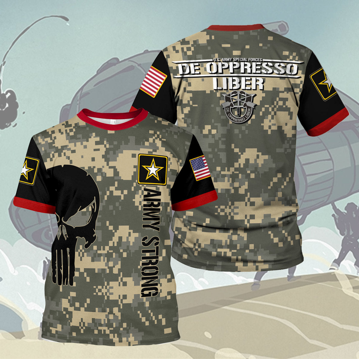 Customspig T-shirt US Army Specialist Army Special Forces De Oppresso Liber Army 3D Apparel