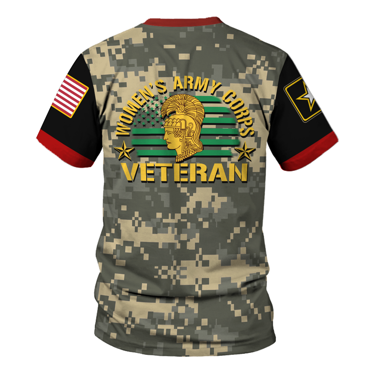 Customspig T-shirt US Army Military Flags Womens Army Corps Veteran 3D Apparel