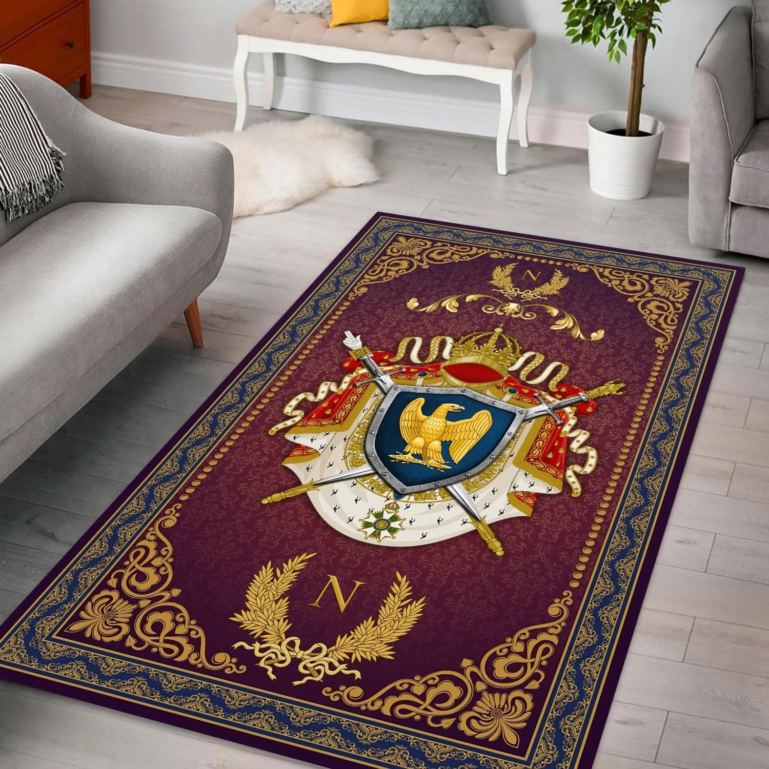 Coat Of Arms Second French Empire Rug / Small (3 X 5 Feet 35 59 Inches) Qm1271
