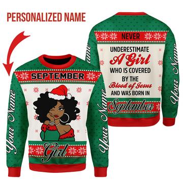 Customspig Personalized Sweatshirt September Girl All Over Printed