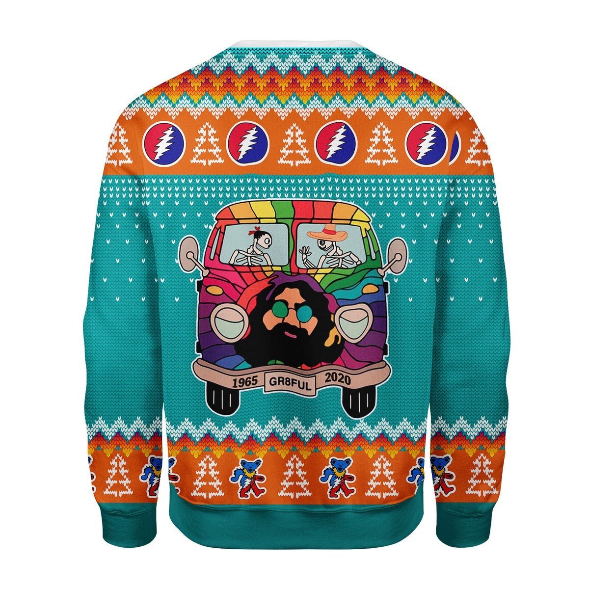Gearhomies Christmas Unisex Sweater Grateful Dead Bus Ugly Christmas 3D Apparel