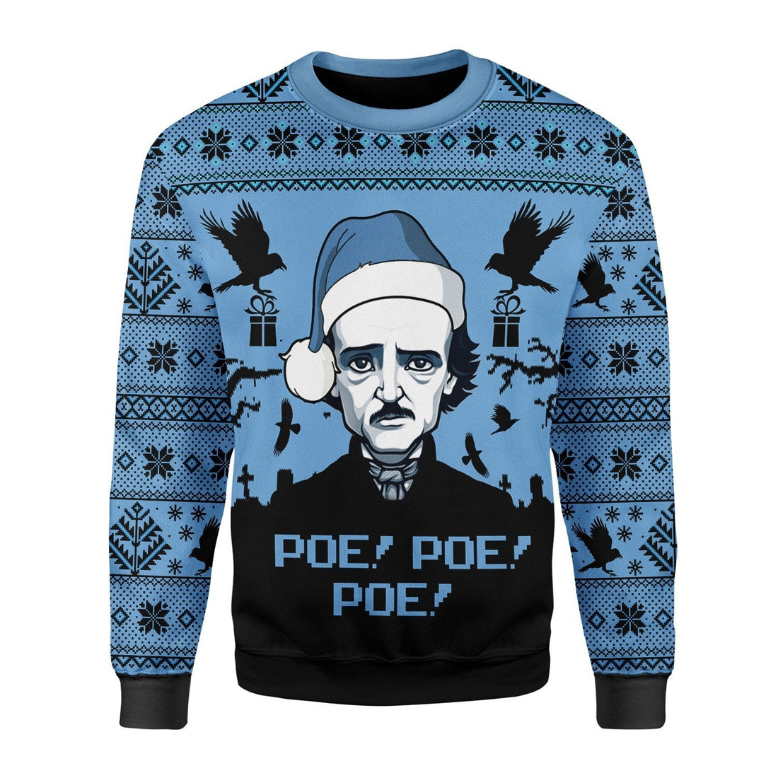 Gearhomies Christmas Unisex Sweater Edgar Allan Poe Christmas 3D Apparel