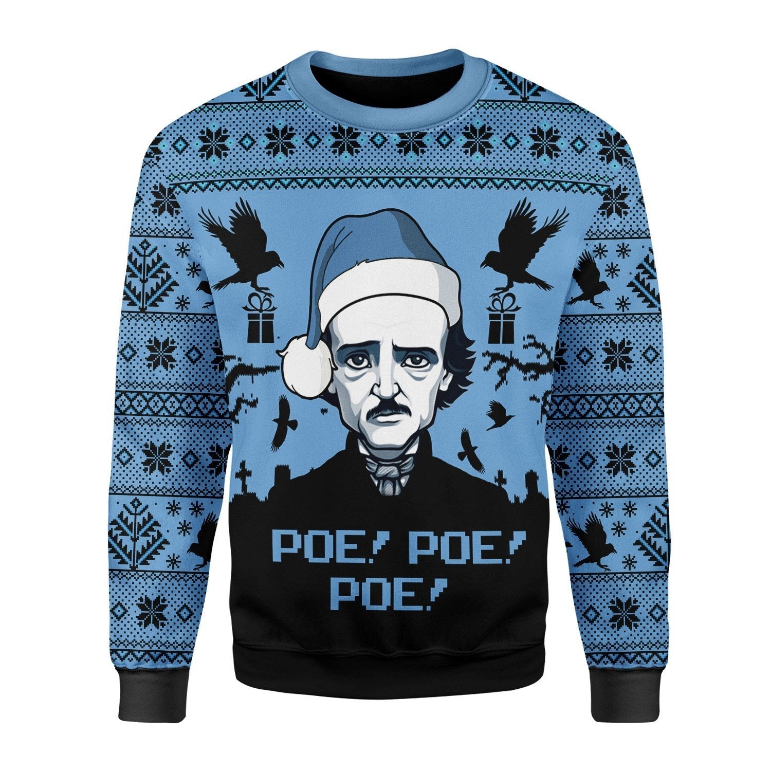 Gearhomies Christmas Unisex Sweater Edgar Allan Poe Christmas 3D Apparel