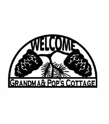 CustomsPig Custom Welcome Sign with Pine Cones Wall Art