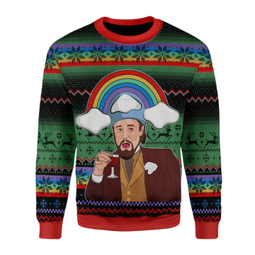 Customspig Christmas Sweater Leo Laughing Meme Dicardo 3D Apparel