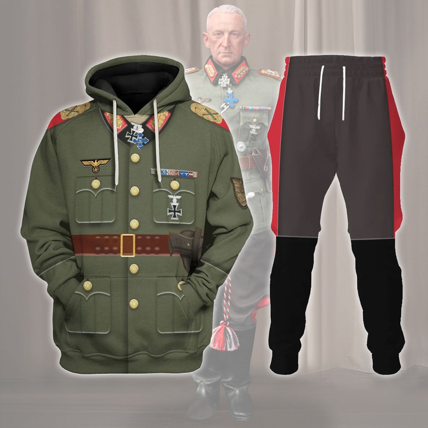 Customspig WWII Fritz Erich Georg Eduard Von Manstein Costume Hoodie Sweatshirt T-Shirt Tracksuit