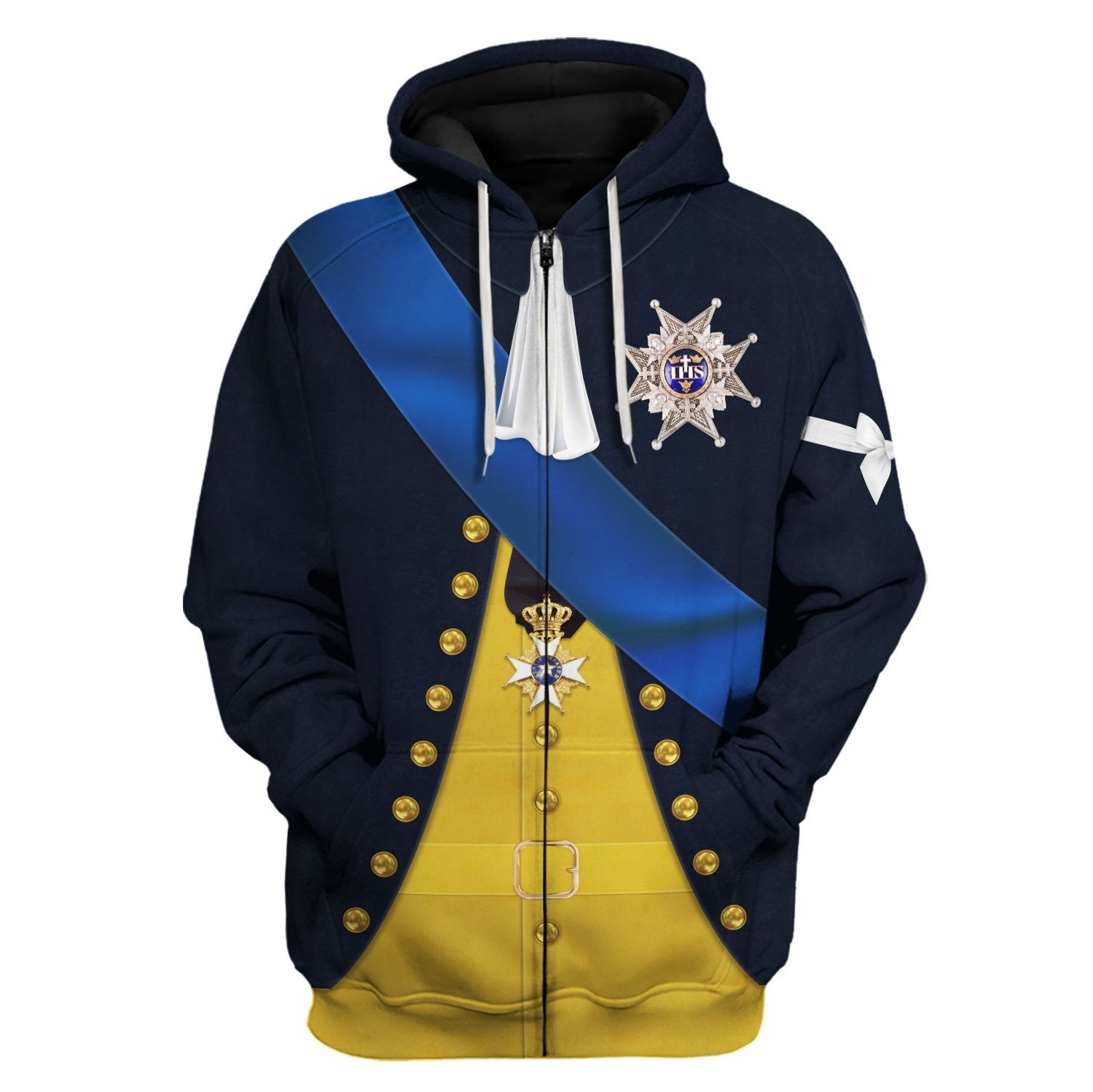 Gustav Iii Of Sweden Zip Fleece Hoodie / S Vn470