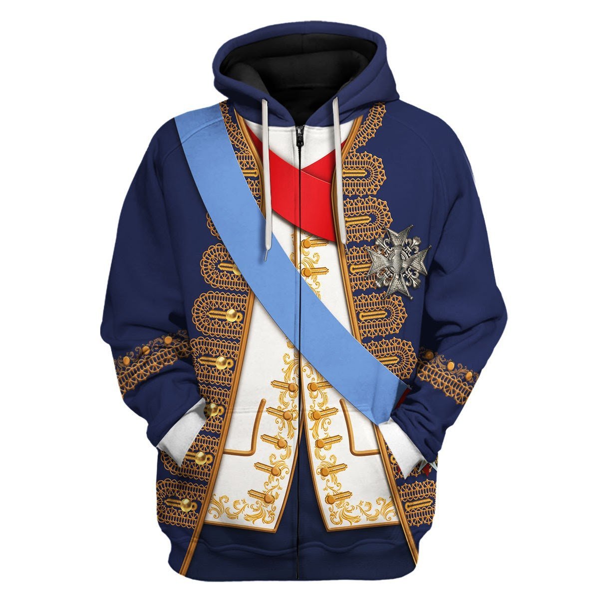 Louis Xiv Of France Fleece Zip Hoodie / S Qm1620