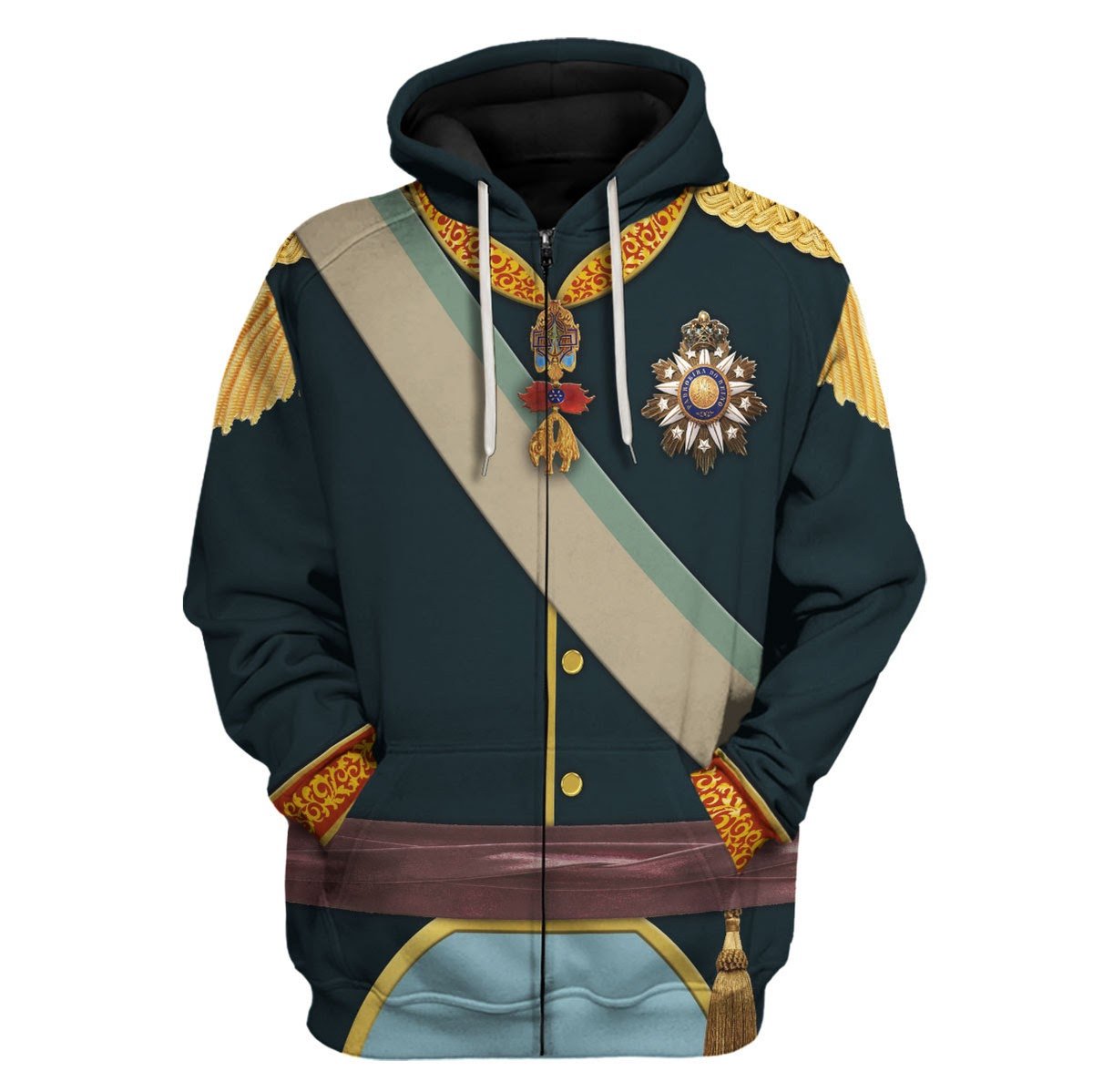 Pedro V Of Portugal Fleece Zip Fleece Hoodie / S Qm1301