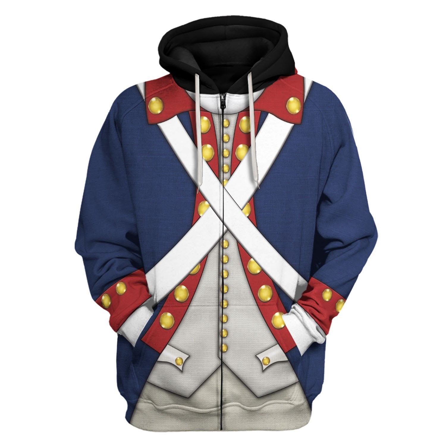 Patriot Soldier in American Revolution Fleece Zip Hoodie