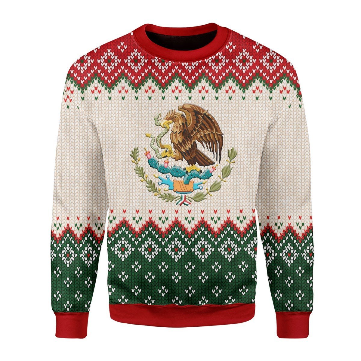 Gearhomies Christmas Unisex Sweater Mexico Coat Of Arms Christmas Ugly Christmas 3D Apparel