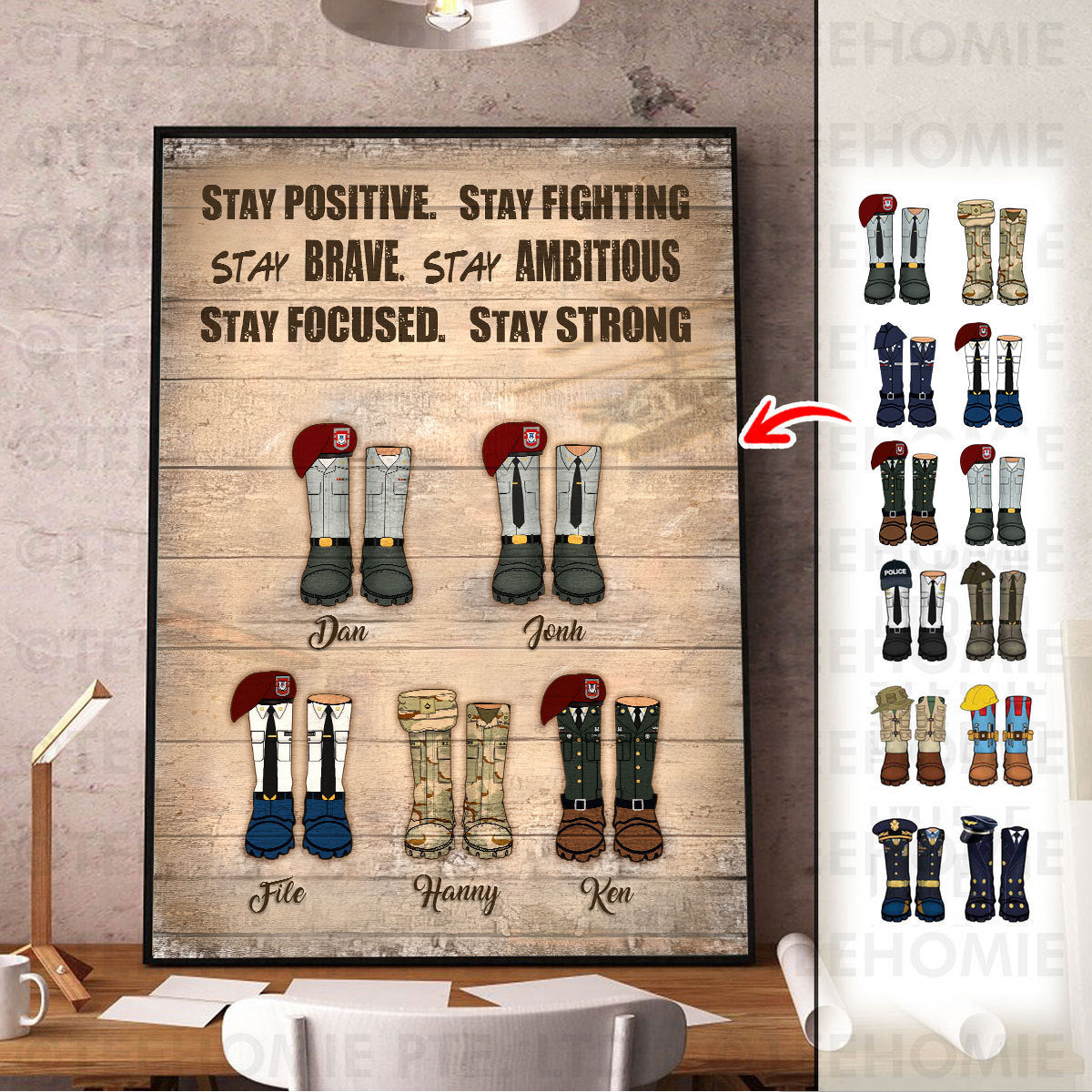 Customized Canvas Poster Wall Art U.S Army Stay Positive Stay Fighting