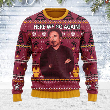 Customspig Ugly Christmas Sweater Here We Go Again 3D Apparel