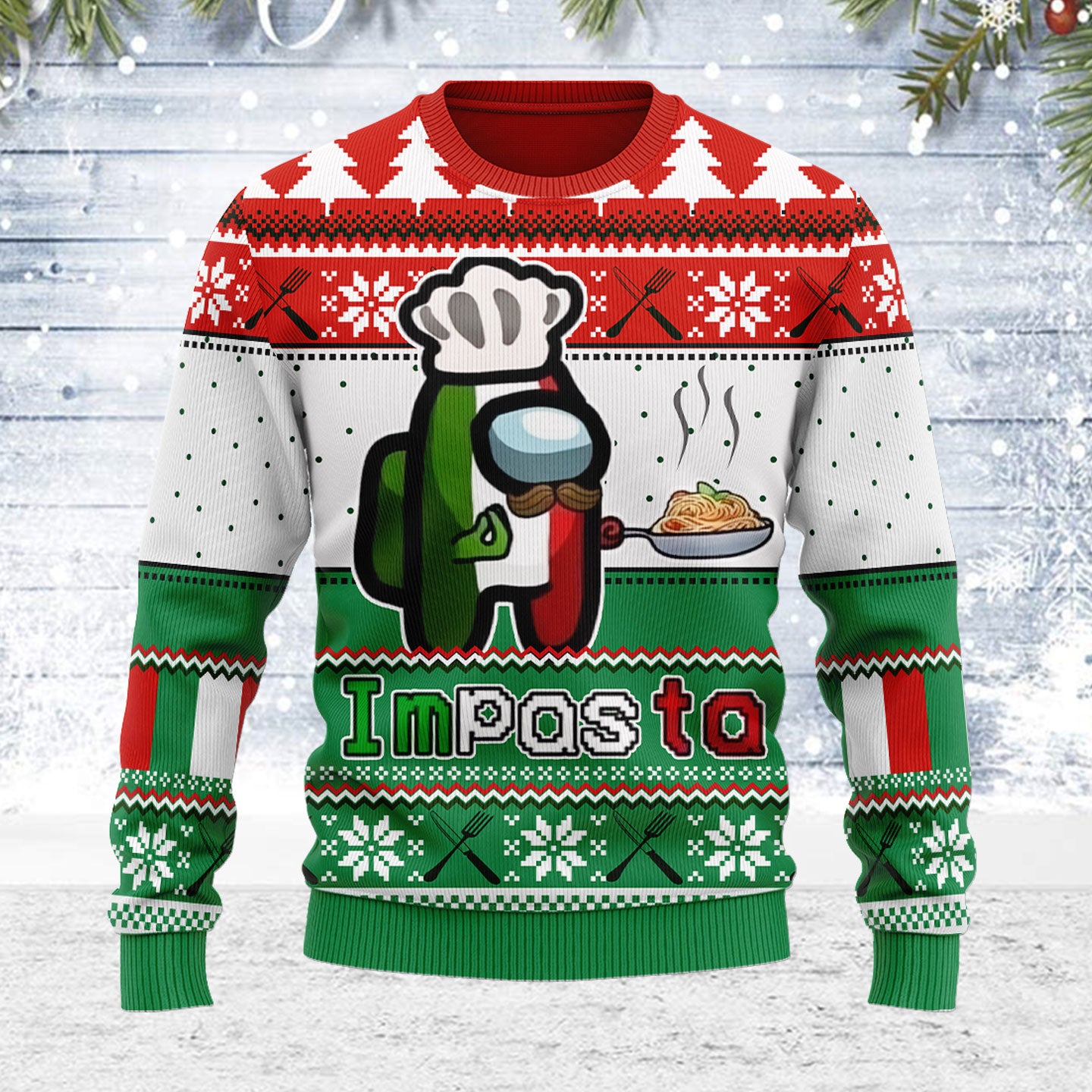 Customspig Ugly Christmas Sweater Impasta 3D Apparel