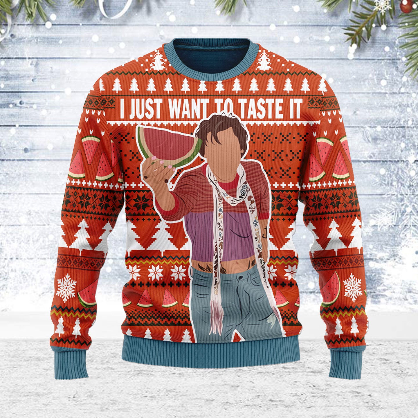 Customspig Ugly Christmas Sweater Watermelon Sugar 3D Apparel