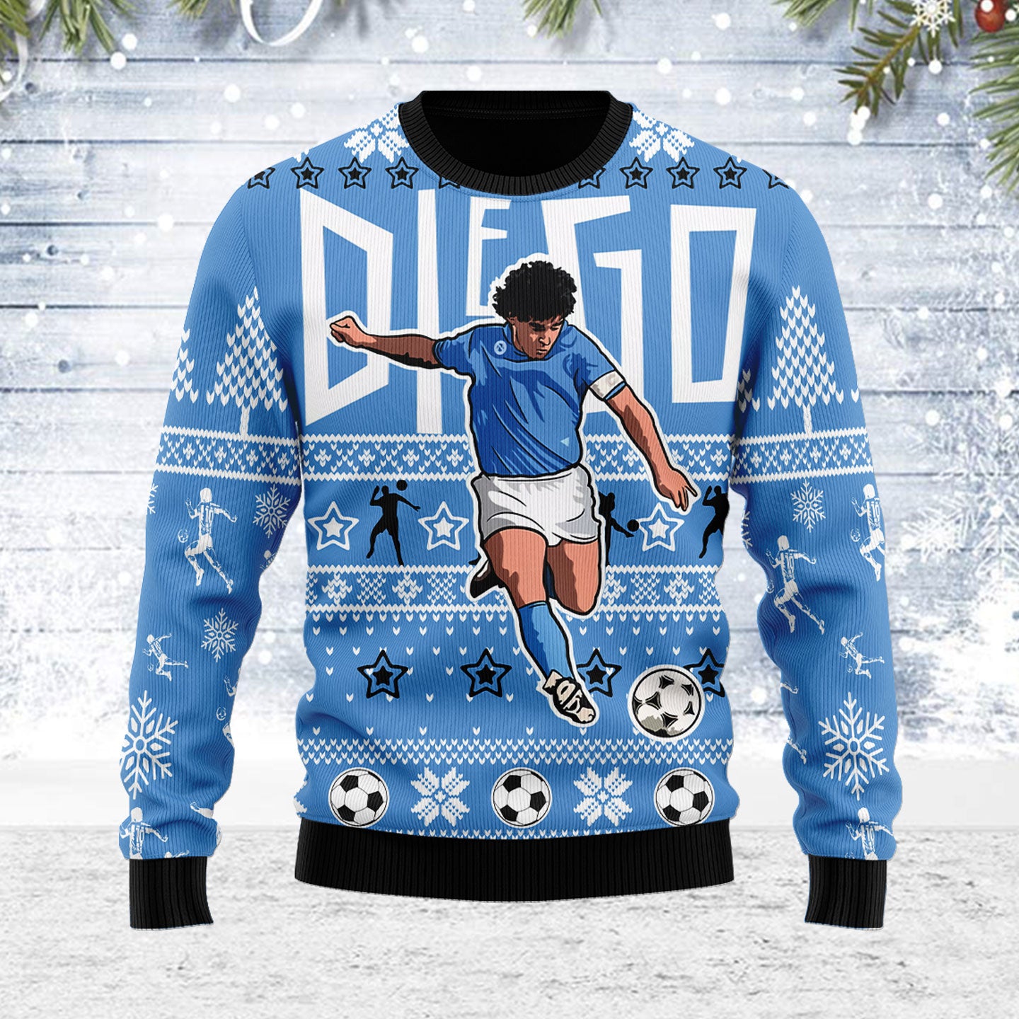 Customspig Ugly Christmas Sweater Diego Number 10 Football Player 3D Apparel