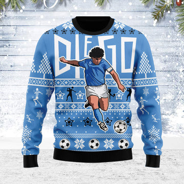 Customspig Ugly Christmas Sweater Diego Number 10 Football Player 3D Apparel