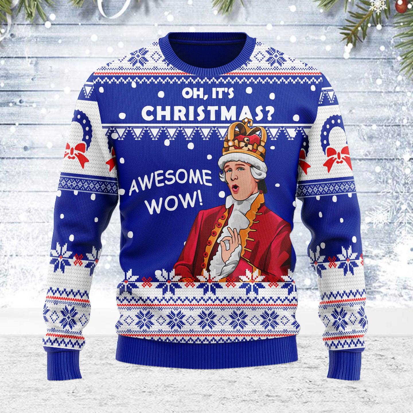 Customspig Ugly Christmas Sweater Oh It's Christmas Awesome Wow 3D Apparel