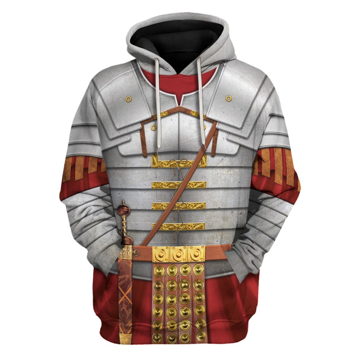 Roman Empire Soldier Armor Fleece Zip Hoodie
