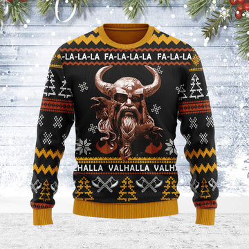 Customspig Ugly Christmas Sweater Odin Valhalla 3D Apparel