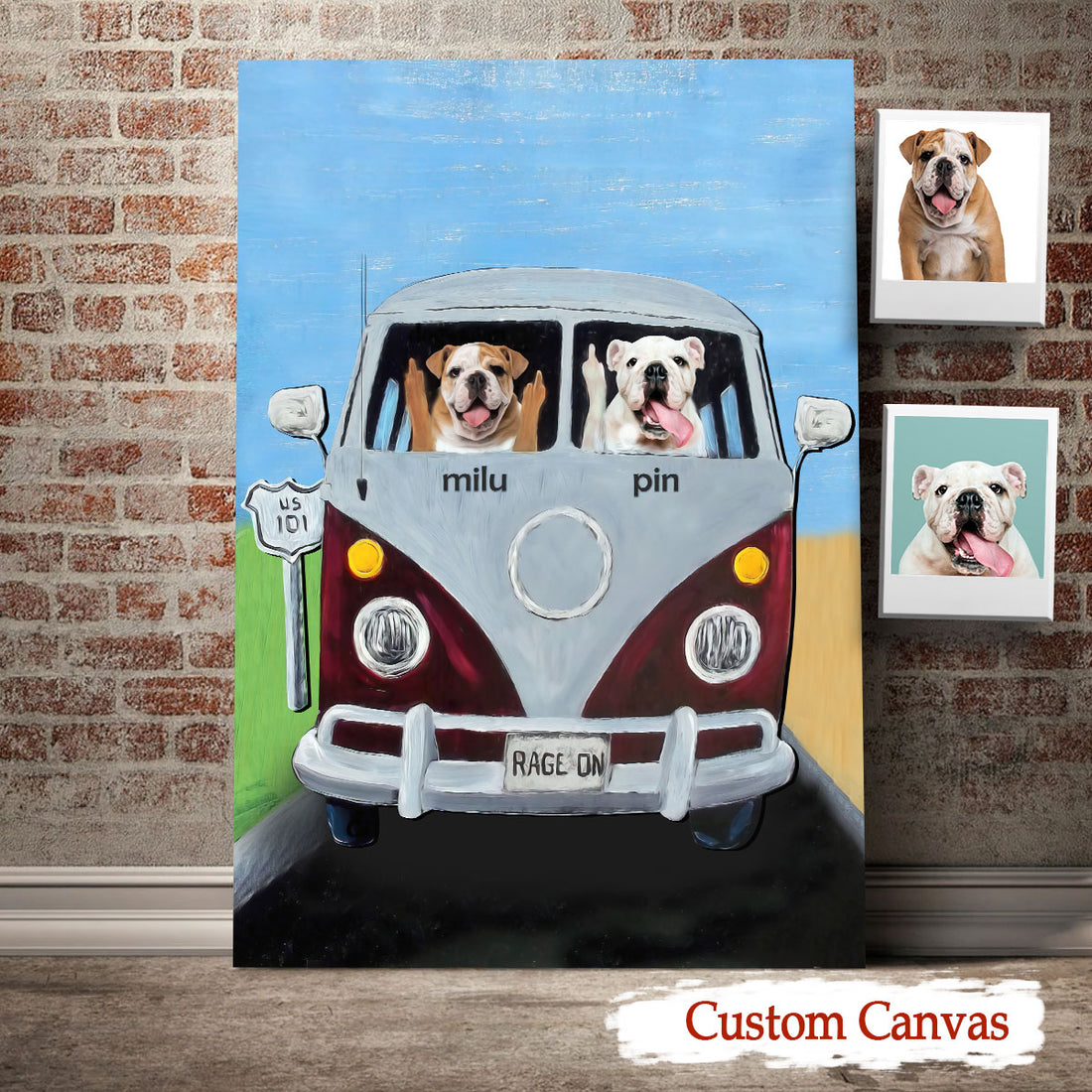 Customized Canvas Poster Wall Art Funny Pet In Car