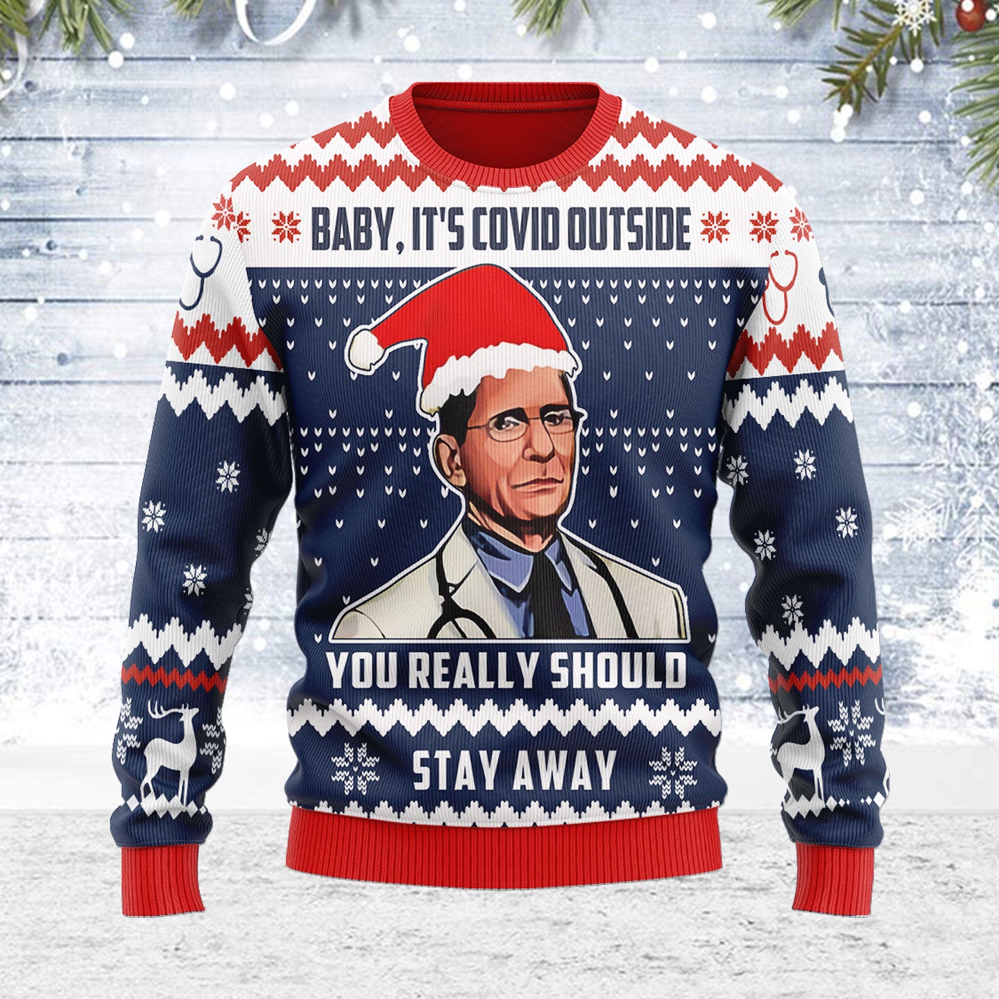 Customspig Ugly Christmas Sweater Dr. Fauci 3D Apparel