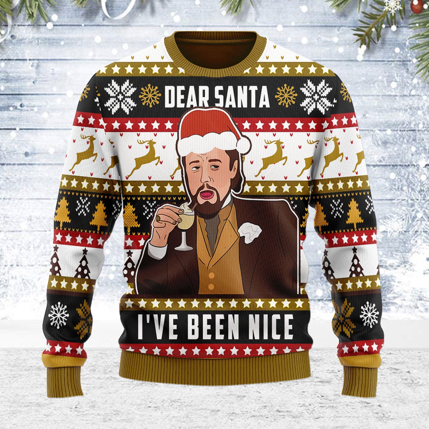 Customspig Ugly Christmas Sweater Dear Santa I've Been Nice 3D Apparel