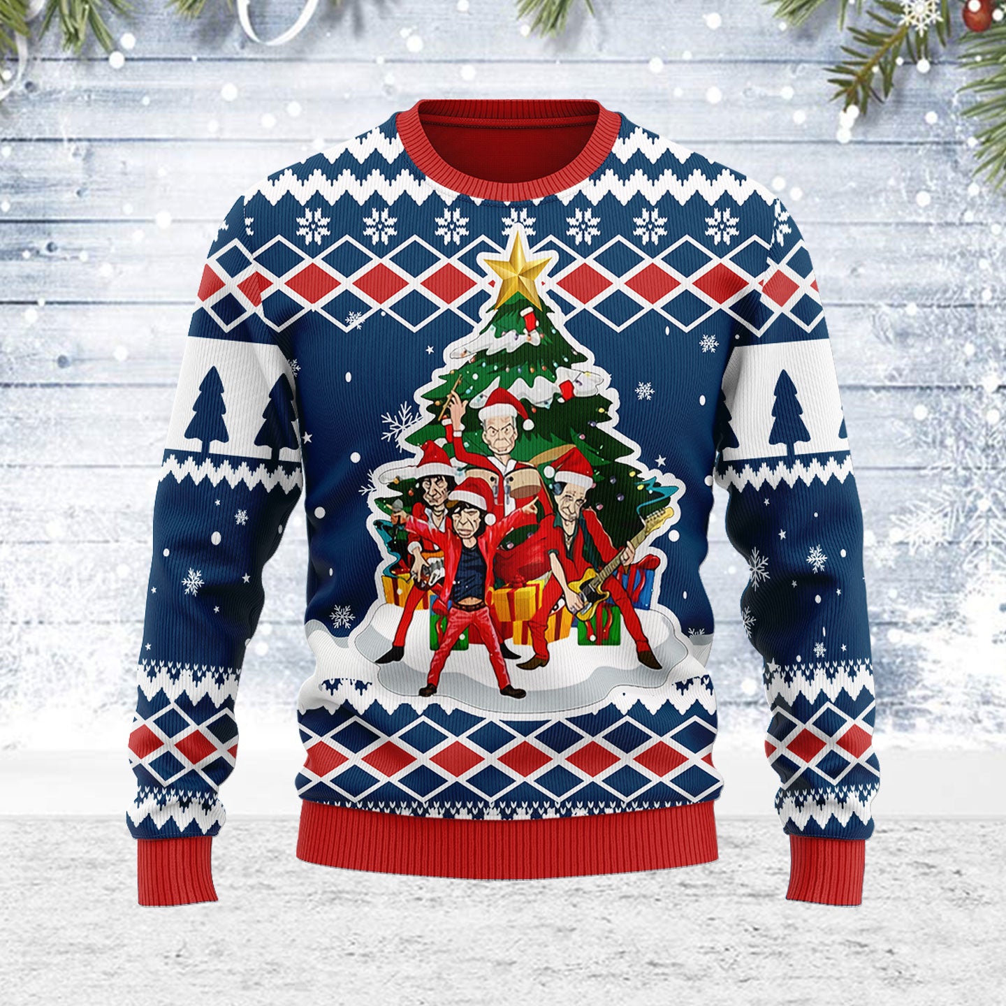 Customspig Ugly Christmas Sweater All I Want For Christmas Is Rock And Roll 3D Apparel