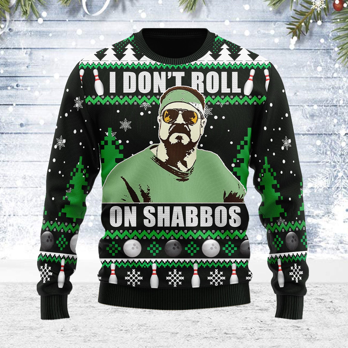 Customspig Ugly Christmas Sweater I Don’t Roll on Shabbos 3D Apparel