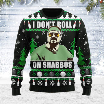 Customspig Ugly Christmas Sweater I Don’t Roll on Shabbos 3D Apparel