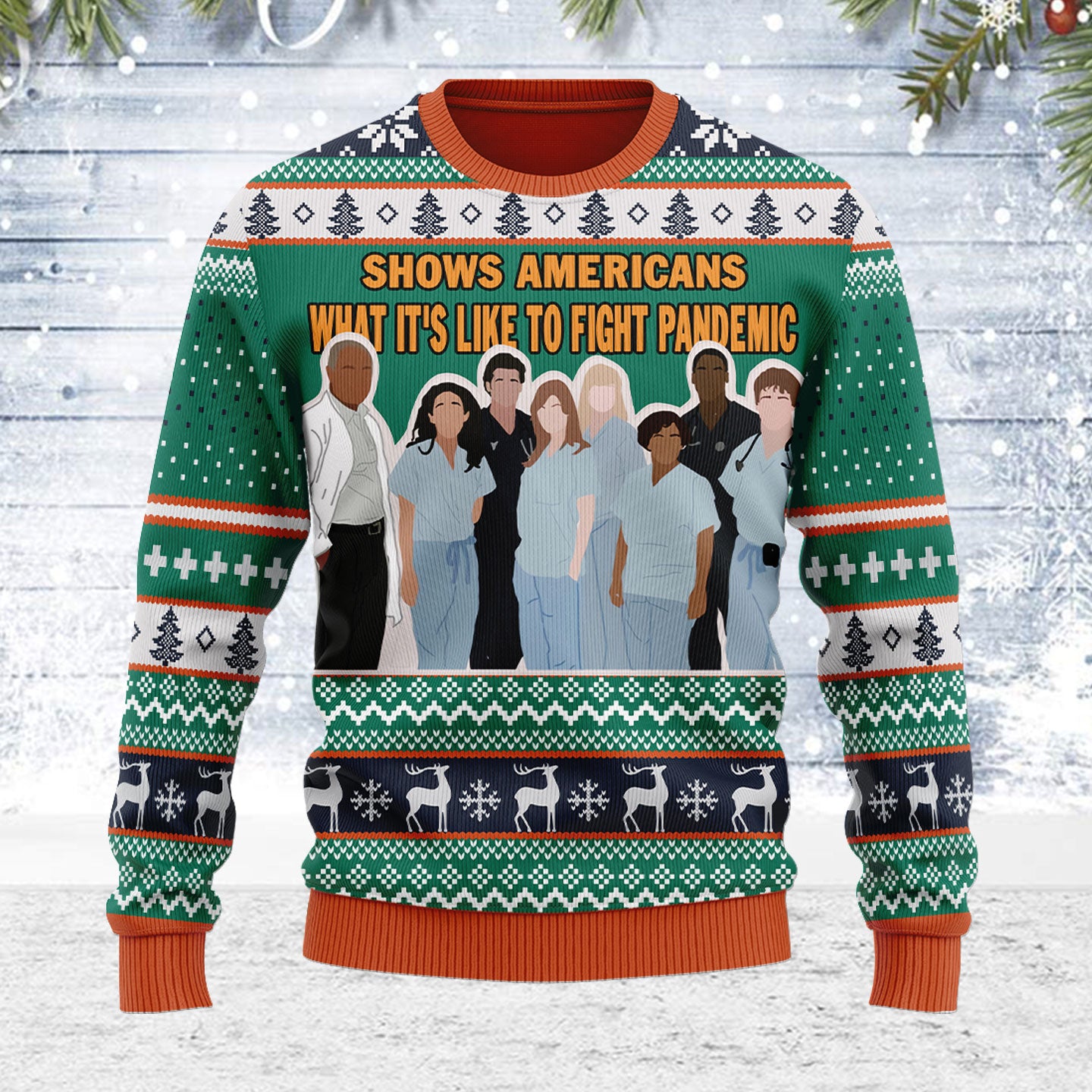 Customspig Ugly Christmas Sweater Greys Anatomy 3D Apparel