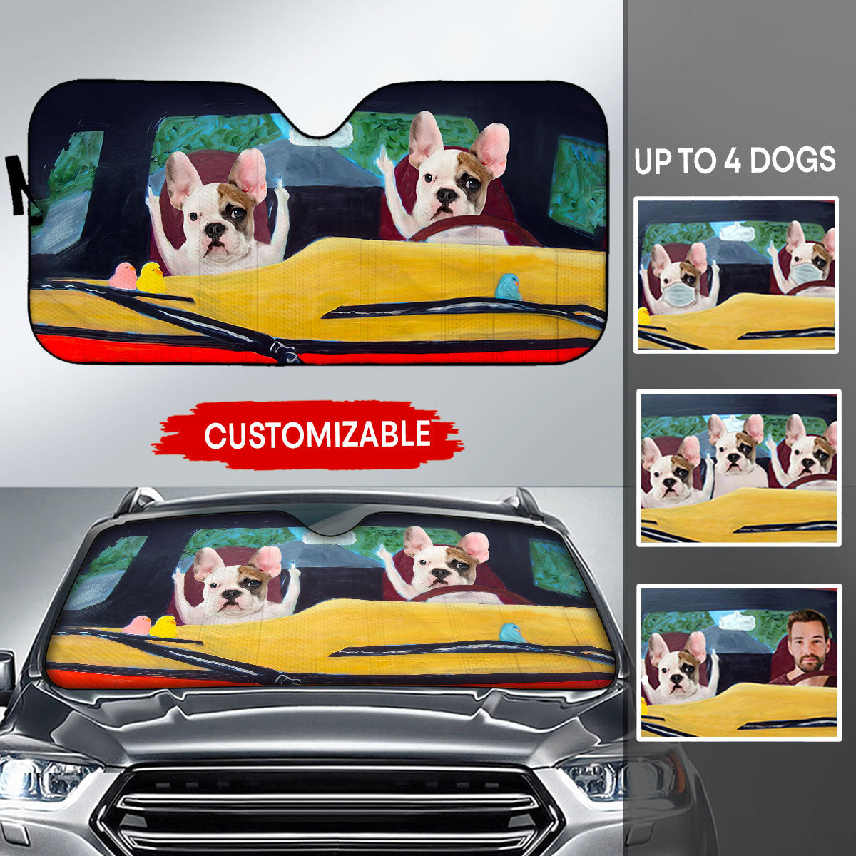 Customized Photos Windshield Sunshade Dog Photos