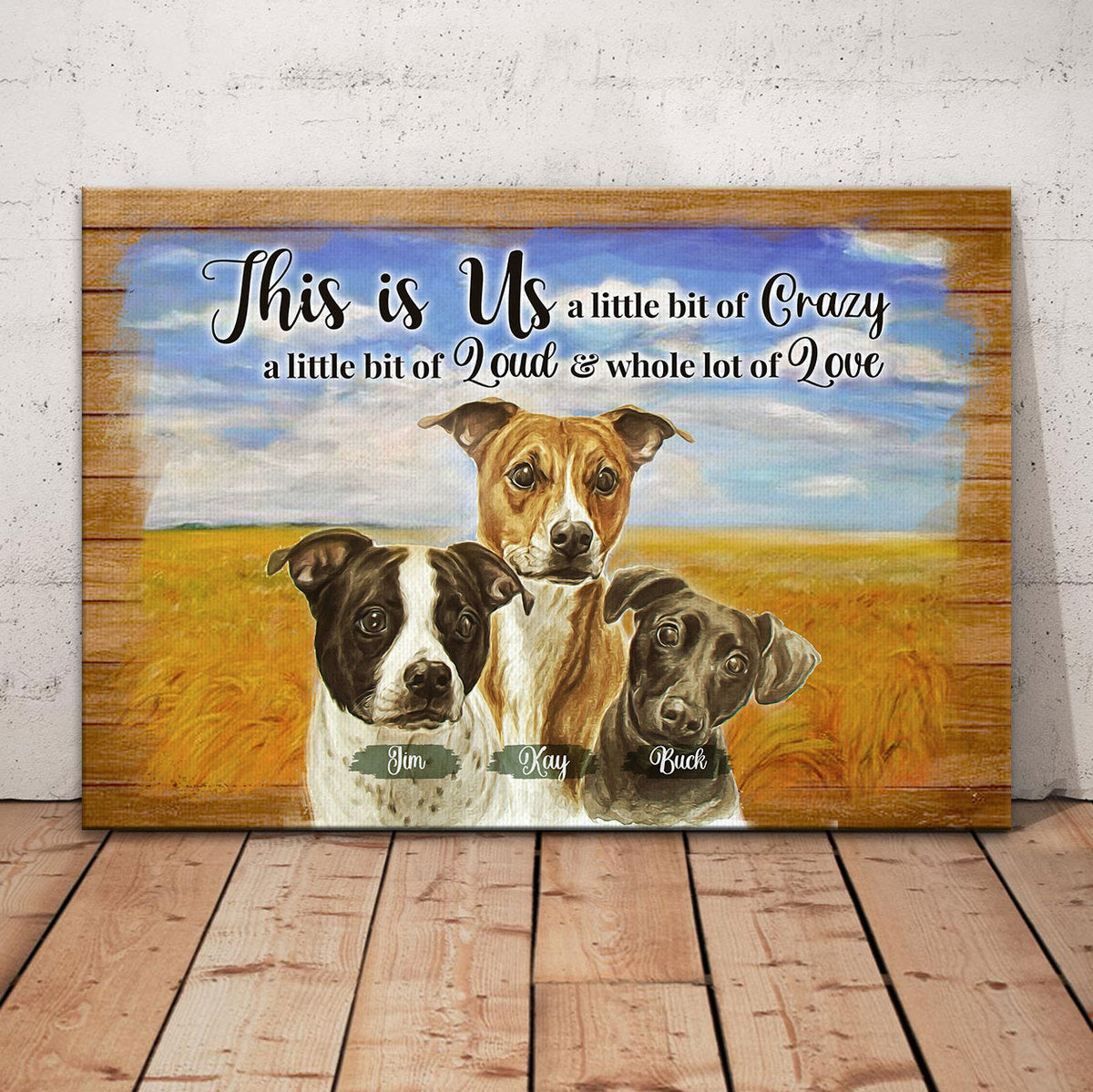 Personalised Pet Photos Wooden Art - This Is Us A Little Bit Of Crazy A Little Bit Of Loud