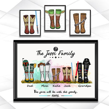 Customized Canvas Poster Wall Art Boots Family