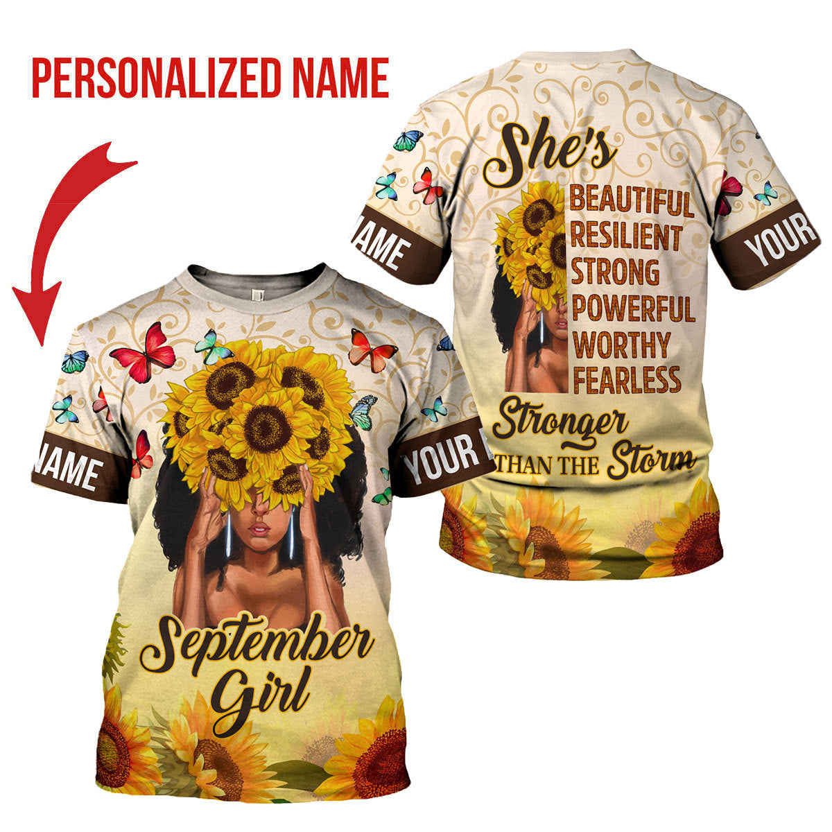 CustomsPig Personalized T-shirt September Girl All Over Printed