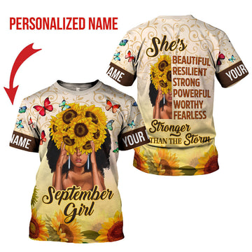 CustomsPig Personalized T-shirt September Girl All Over Printed