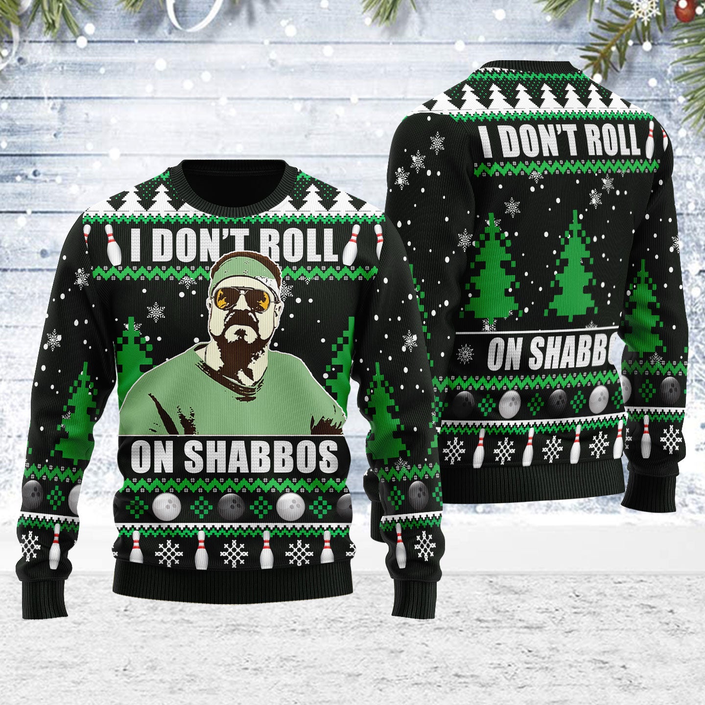 Customspig Ugly Christmas Sweater I Don’t Roll on Shabbos 3D Apparel