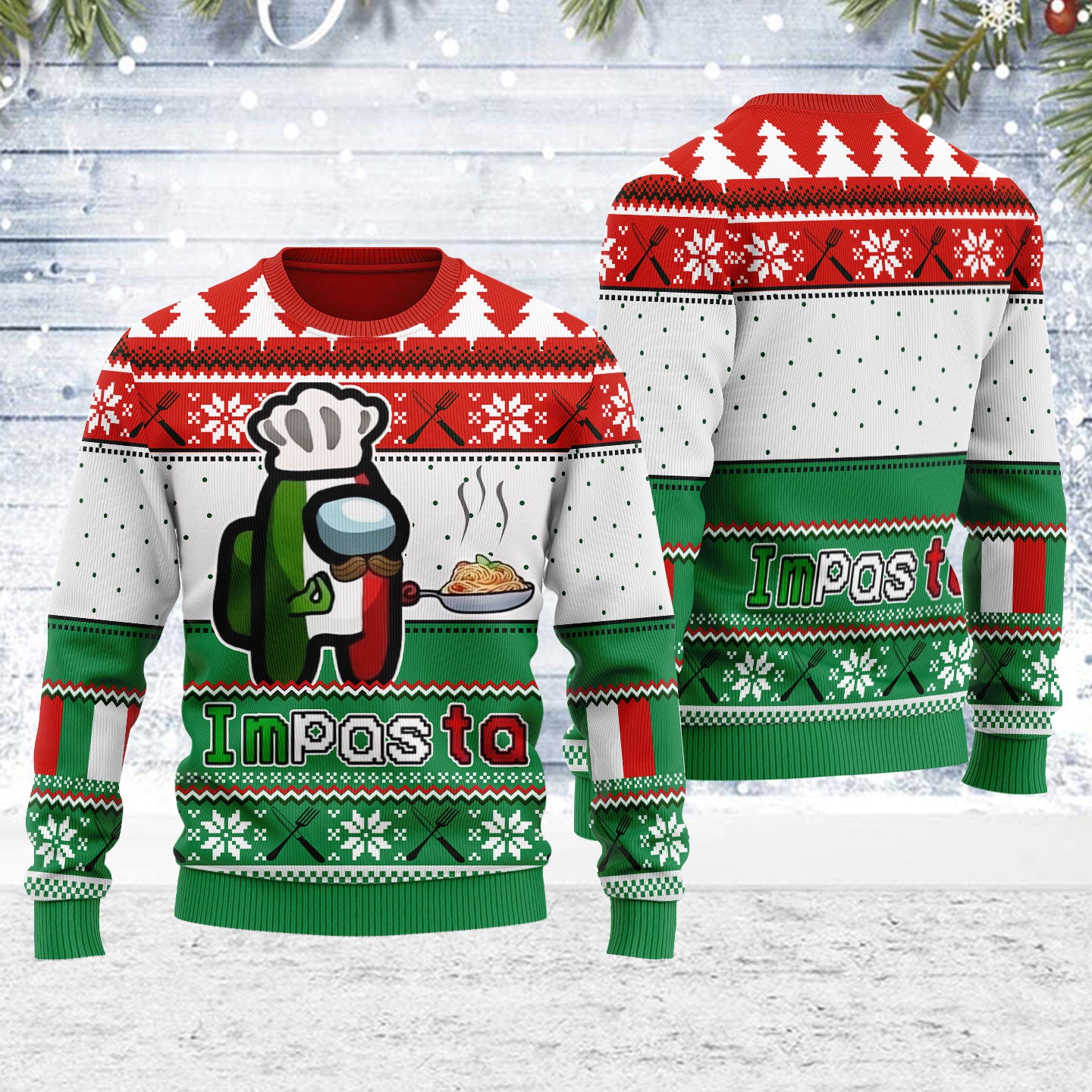 Customspig Ugly Christmas Sweater Impasta 3D Apparel